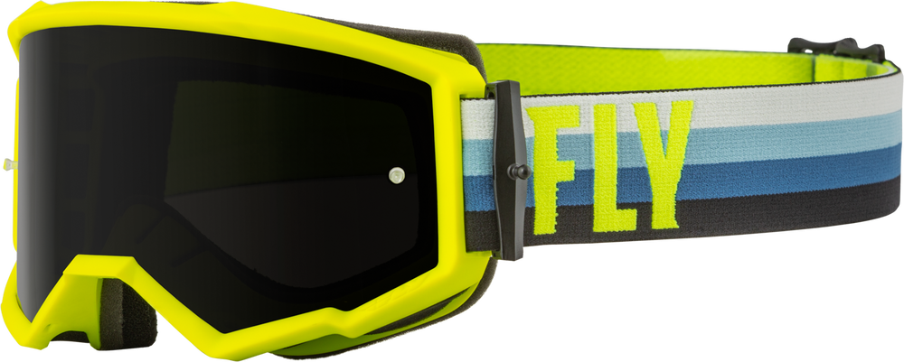 FLY RACING ZONE GOGGLE HI-VIS/TEAL W/ DARK SMOKE LENS